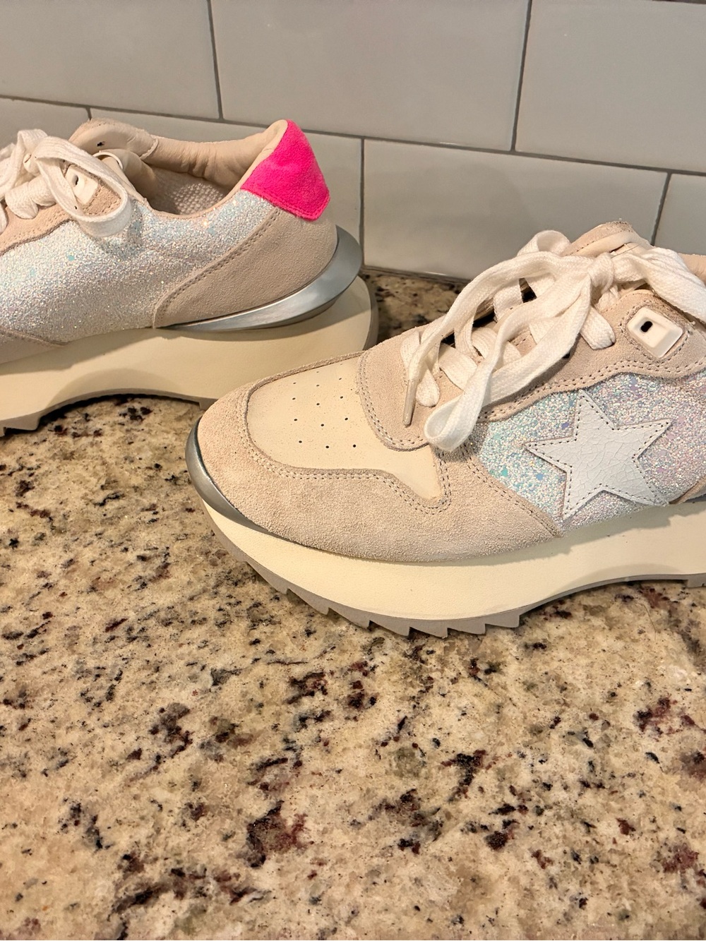 Vintage Havana Woman's Sneakers Size Clear Glitter with white star